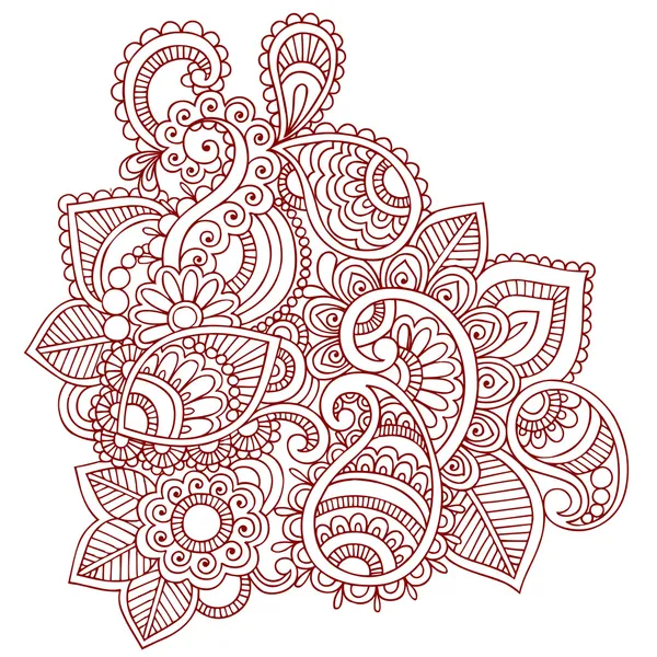Χέννα paisley λουλούδι doodle σχέδιο στοιχείο του διανύσματος — Διανυσματικό Αρχείο