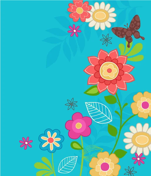 Hand-Drawn Floral & Butterfly Design- — Stock Vector