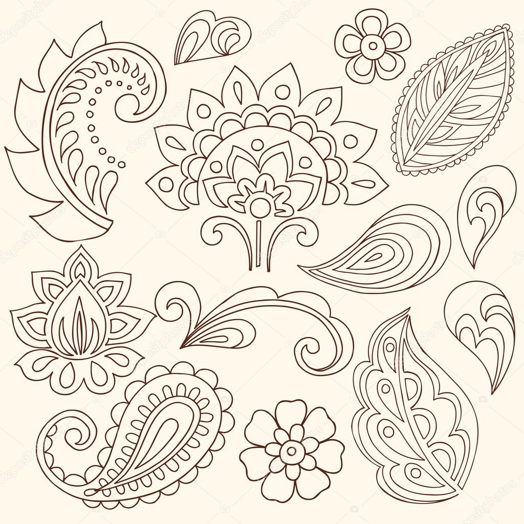 Hand-Drawn Abstract Henna Paisley Vector Illustration Doodle