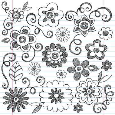 Flowers Sketchy Notebook Doodles Vector Design Elements clipart