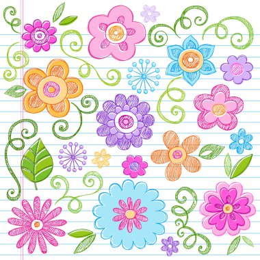 Flowers Sketchy Notebook Doodles Vector Design Elements clipart