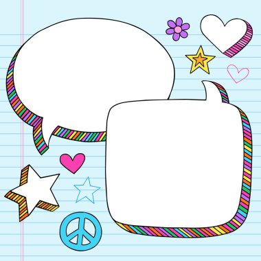 Speech Bubbles 3D Notebook Doodles Vector Set clipart