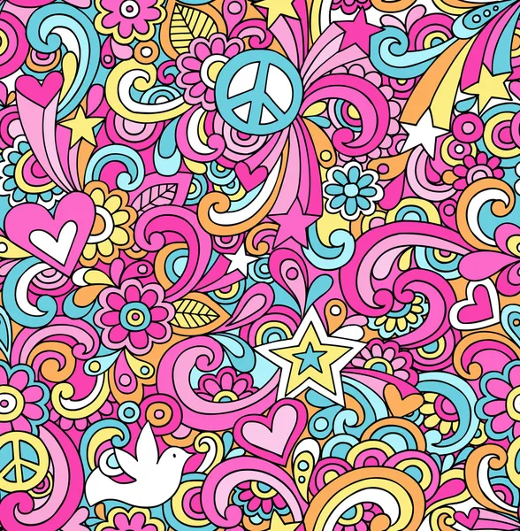 Peace Sign Doodles Seamless Repeat Pattern Vector — Stock Vector
