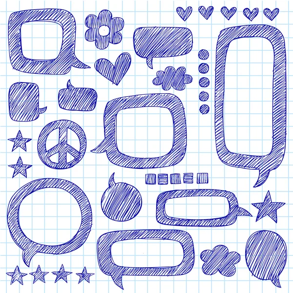 Schetsmatig toespraak bubble doodles vector designelementen — Stockvector