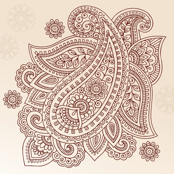 Henna Paisley Fiore Doodle elemento di design vettoriale — Vettoriale Stock