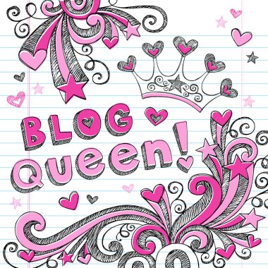 Blog queen yarım yamalak doodle vektör çizim tasarım öğeleri