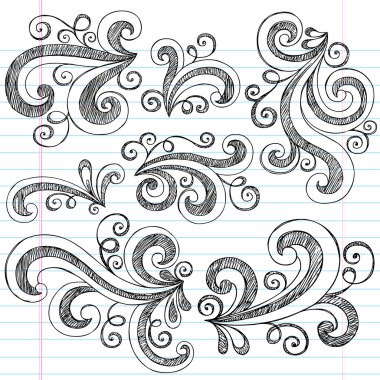 Sketchy Doodle Swirls Vector Design Elements clipart