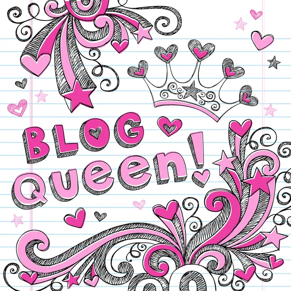 Blog Queen vázlatos Doodle vektoros illusztráció látványelemek — Stock Vector