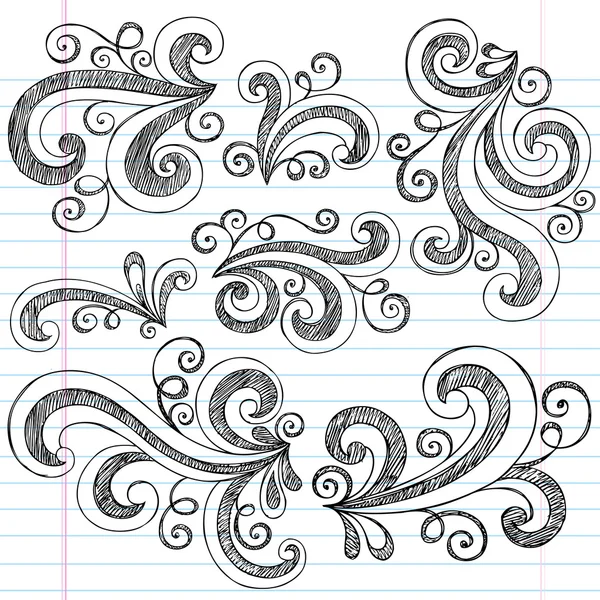 Yarım yamalak doodle swirls vektör tasarım öğeleri — Stok Vektör