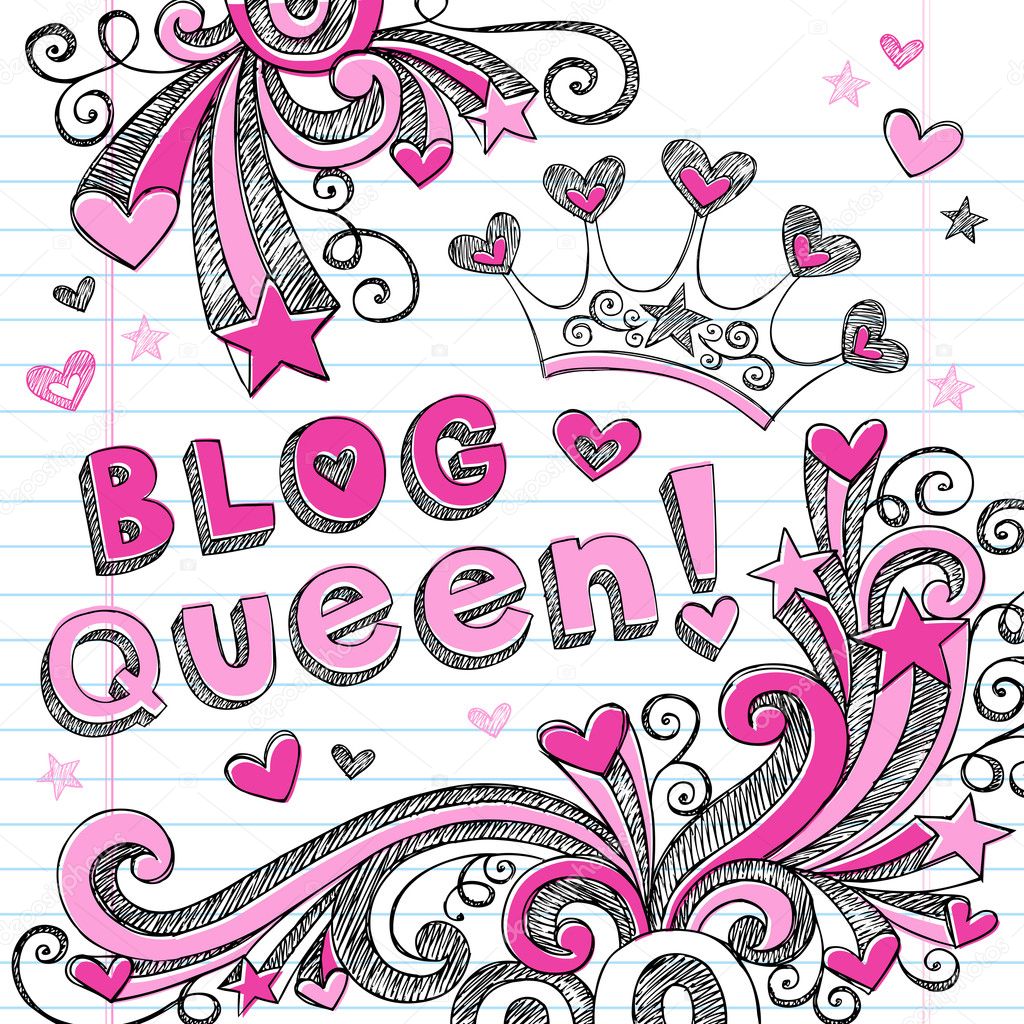 Blog Queen Sketchy Doodle Vector Illustration Design Elements
