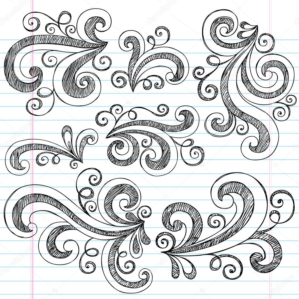 Sketchy Doodle Swirls Vector Design Elements