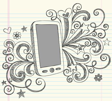 Cell Phone Sketchy Notebook Doodles Vector Illustration clipart