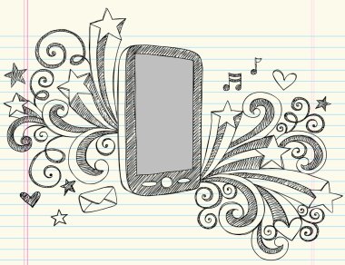 Cell Phone Sketchy Notebook Doodles Vector Illustration clipart