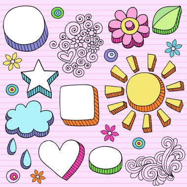 Hand-Drawn Psychedelic Groovy Notebook Doodle Design Elements clipart