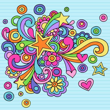 Hand-Drawn Psychedelic Groovy Notebook Doodle Design Elements clipart