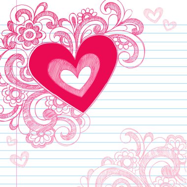 Heart Love Sketchy Doodle Swirls Valentines Day Vector Design clipart