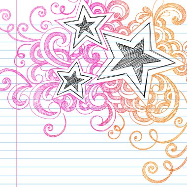 Sketchy Stars and Swirls Doodles Back to School Vector Design clipart