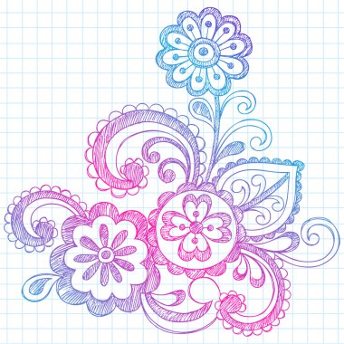 Flowers Sketchy Doodles Back to School Vector Illustration clipart