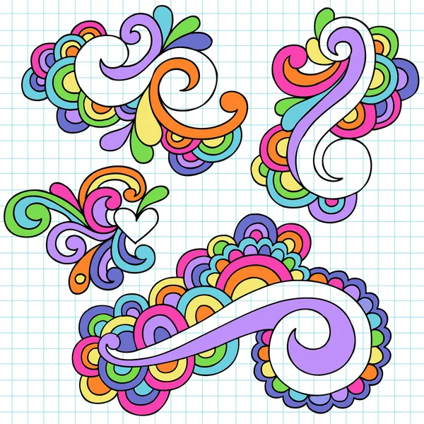 Handgetekende abstract wervelingen psychedelische notebook doodles — Stockvector