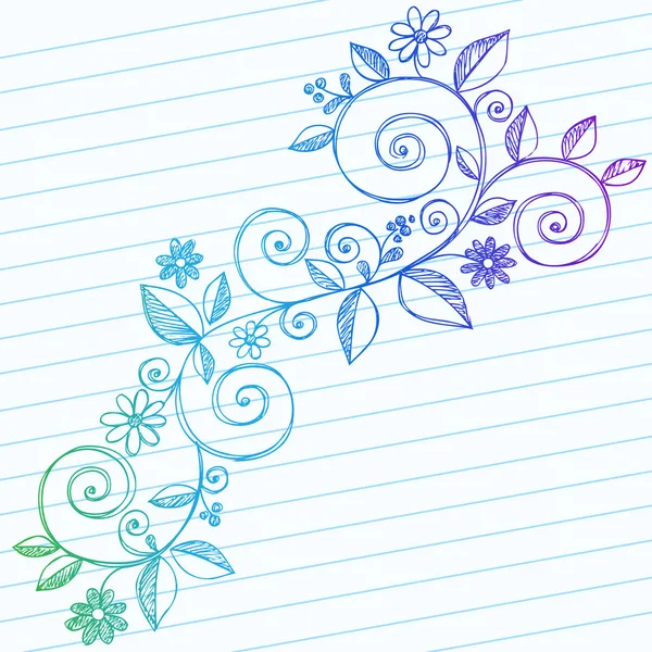 Handgetekende swirly wijnstokken schetsmatig doodles — Stockvector