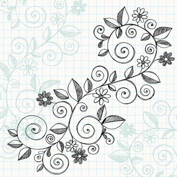 Kézzel rajzolt Swirly szőlő vázlatos Doodles — Stock Vector