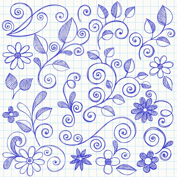 Dibujados a mano Swirly Vines Sketchy Doodles — Archivo Imágenes Vectoriales