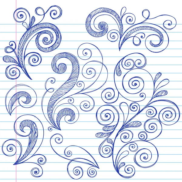 Handritade swirly vinstockar skissartad doodles — Stock vektor