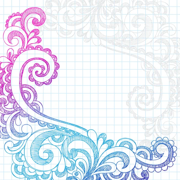 Paisley Sketchy Doodle Page Illustration vectorielle de la frontière — Image vectorielle