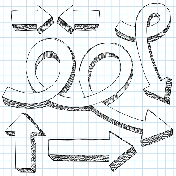 Flechas Doodle Doodle negocios Vector iconos — Vector de stock