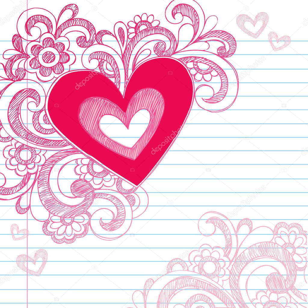 Heart Love Sketchy Doodle Swirls Valentines Day Vector Design
