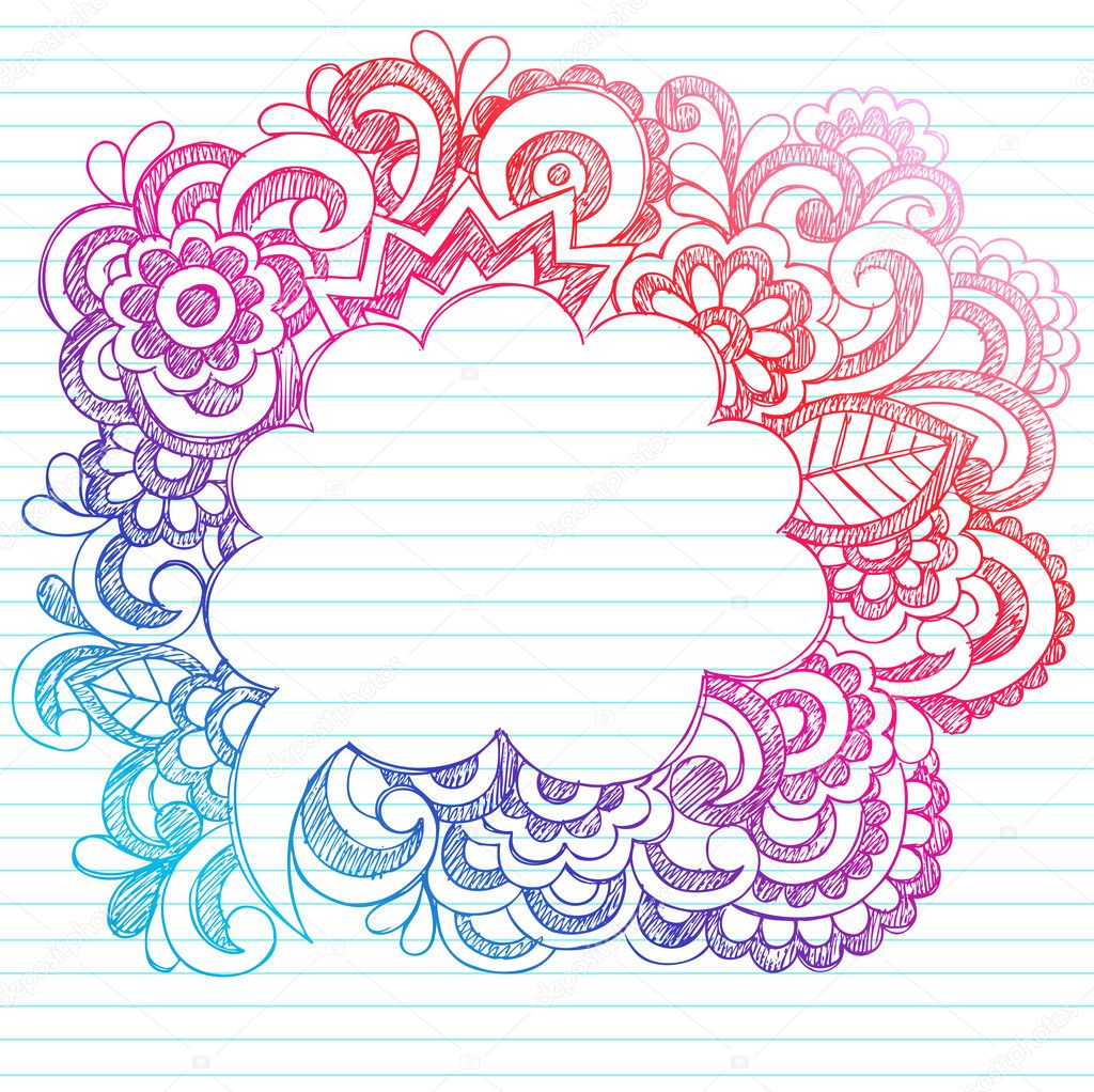 Cloud Speech Bubble Frame Sketchy Doodle Swirls Vector Design