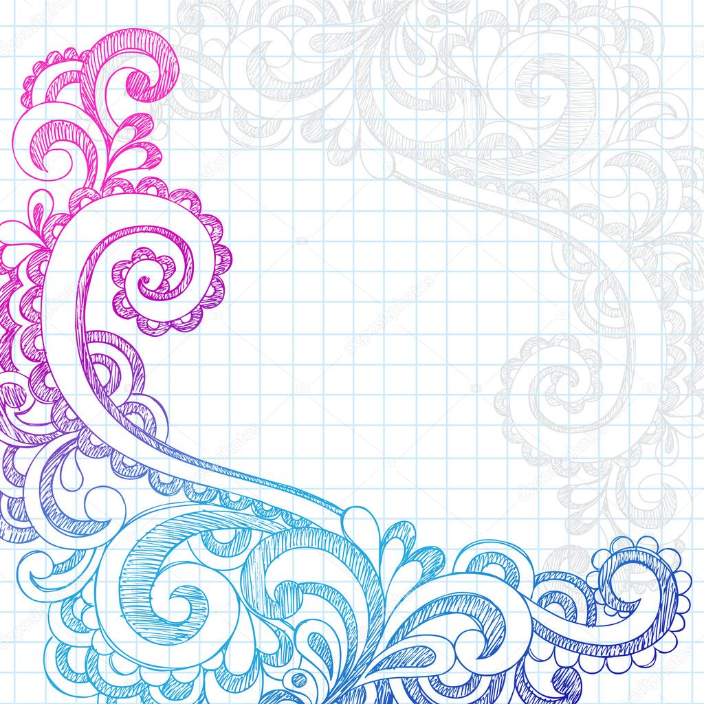 Paisley Sketchy Doodle Page Border Vector Illustration
