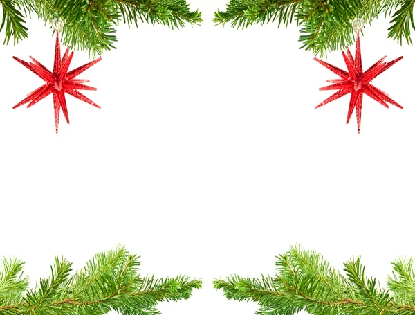 Vánoční stromeček dovolenou ozdoba visí z jehličnaté větve — Stock fotografie