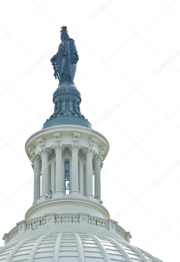 The Statue of Freedom utop the United States Capitol Building in Washington