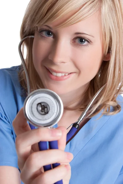 Estetoscópio Enfermeira — Fotografia de Stock