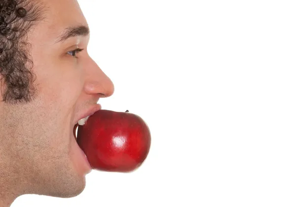 Jabłko jedzenie człowieka — Zdjęcie stockowe