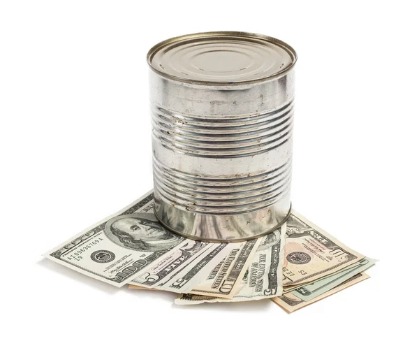 Metall barril y dinero — Foto de Stock