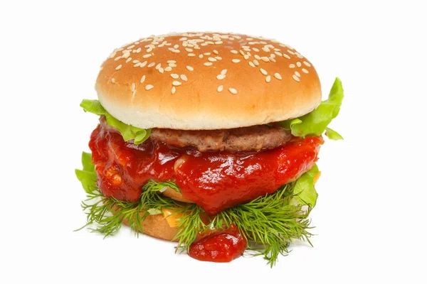 Big Burger isoliert auf weiß — Stockfoto