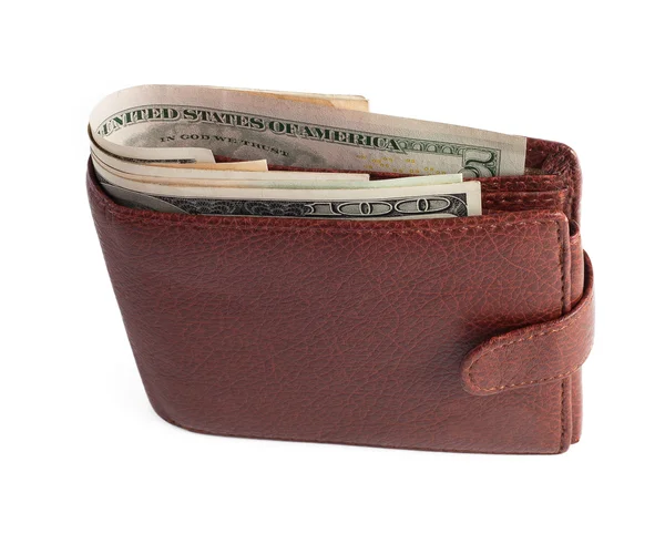 Brieftasche mit Dollars isoliert auf weiß — Stockfoto
