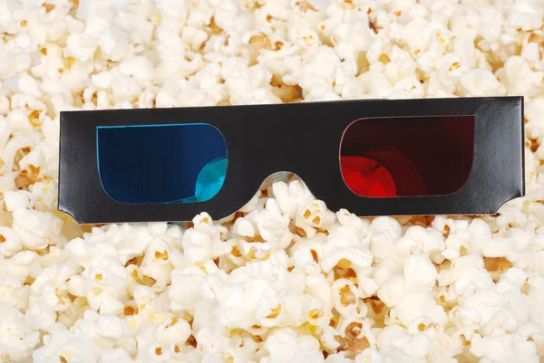 stock image 3D glasses and popcorn