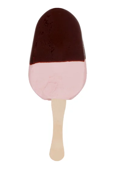 Frysta jordgubbar choklad yoghurt popsicle — Stockfoto