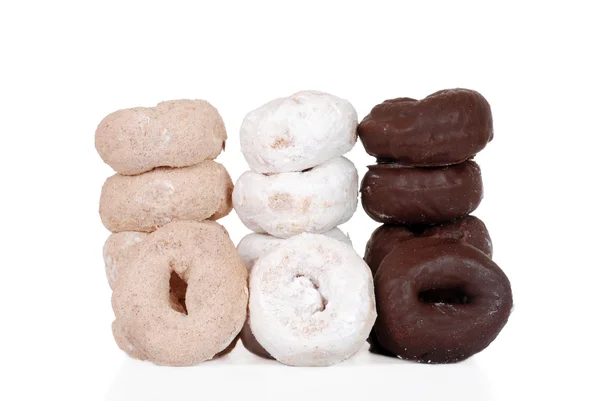 Drie stapels van verse donuts — Stockfoto
