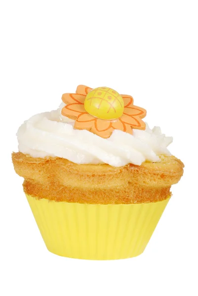 Elszigetelt sárga virág cupcake — Stock Fotó