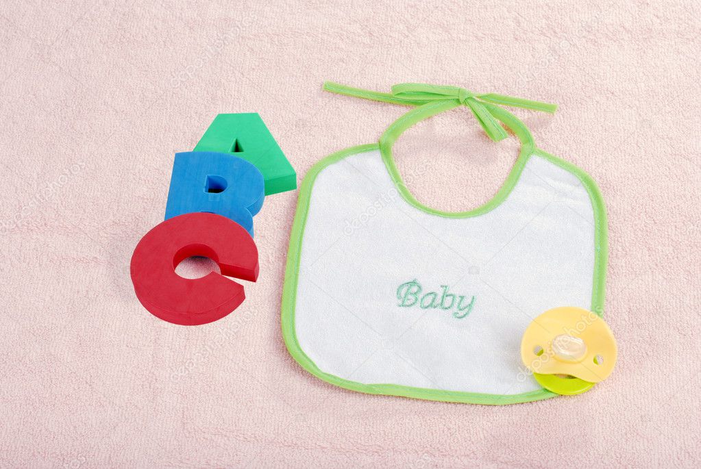 Baby bib with A B C letters