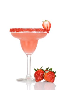 Closeup strawberry daiquiri with fresh fruit clipart