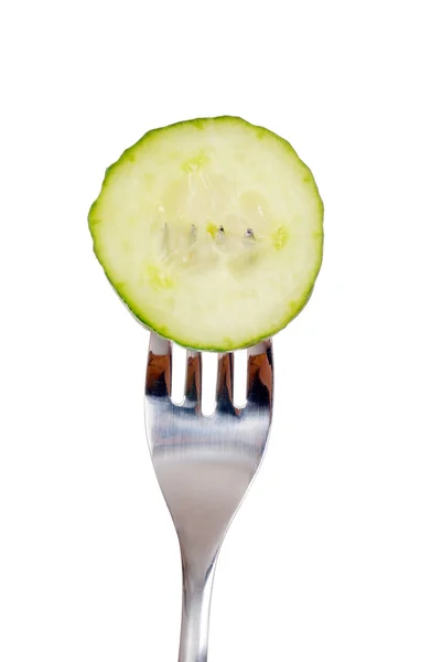 Cucumber on a fork — Stock Photo, Image