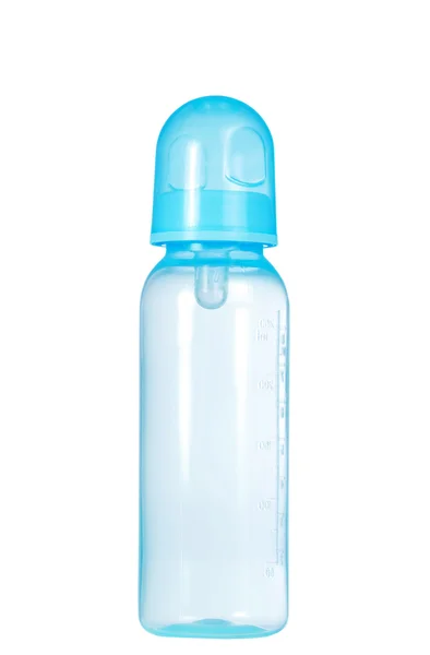 Isolierte blaue Babyflasche — Stockfoto