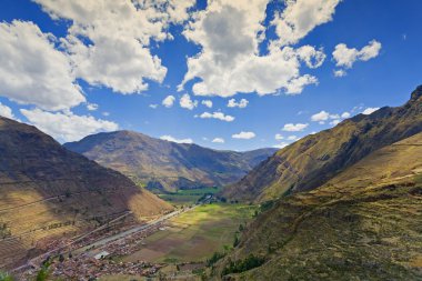 Village of Pisac and Urubamba River clipart