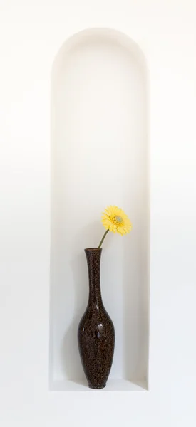 Желтый цветок в вазе — стоковое фото
