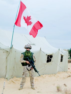 Soldier near the army tent clipart